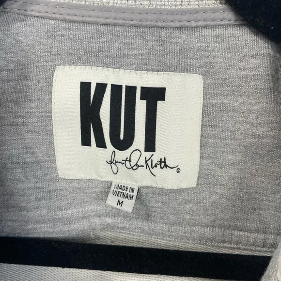 Kut from the Kloth Button Front Ruffle Gray Long Casual Jacket M GUC - Picture 16 of 16